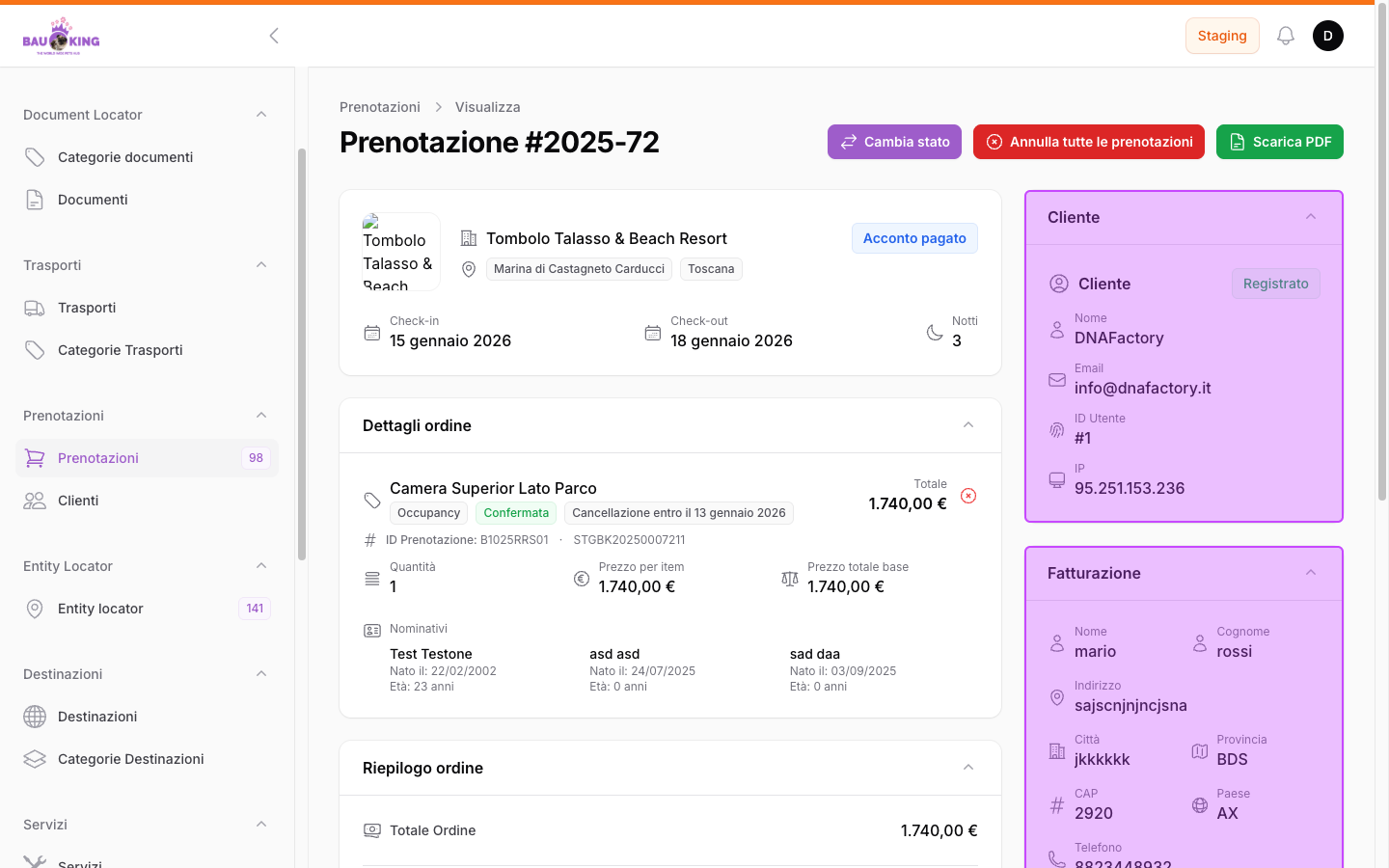 Cliente e fatturazione