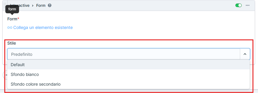 Sezione form page builder